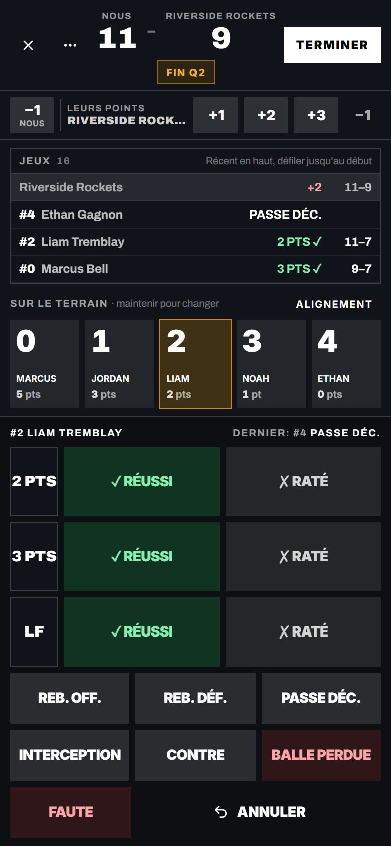 Stats en direct