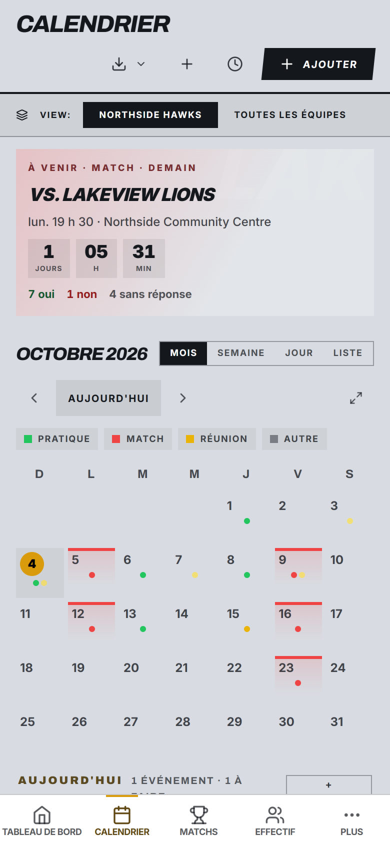 Calendrier, mode clair