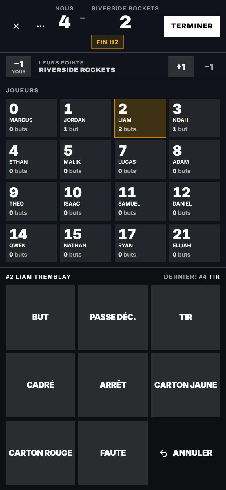 Stats en direct, soccer, sur un téléphone